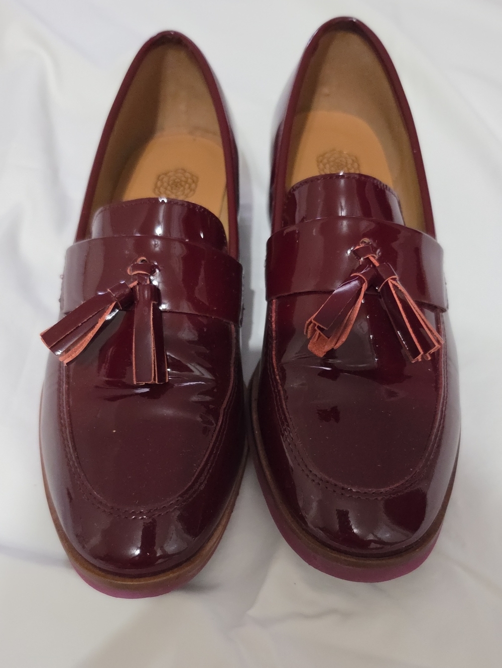 Women's Burgundy Patent Tassel Loafers